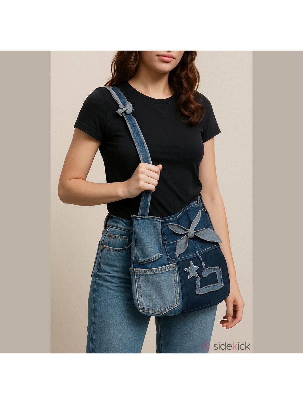 Handmade Denim and Plaid Crossbody Bag teachercore granny cottagecore Jeans